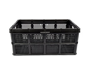 Discountershop Easily Collapsible Folding Crate - 32 Liters - Black Plastic - Equipped with Two Handles on the Side - Dimensions: 48cm x 35cm x 24cm Discountershop Easily Collapsible Folding Crate - 32 Liters - Black Plastic - Equipped with Two Handles on the Side - Dimensions: 48cm x 35cm x 24cm