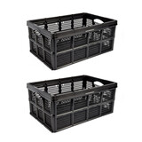 Discountershop Duo Opvouwbare Kratten - 32 Liter Ruimte - Zwart Kunststof Materiaal - Gemakkelijk Inklapbaar - Afmetingen: 48cm x 35cm x 24cm Discountershop Duo Opvouwbare Kratten - 32 Liter Ruimte - Zwart Kunststof Materiaal - Gemakkelijk Inklapbaar - Afmetingen: 48cm x 35cm x 24cm