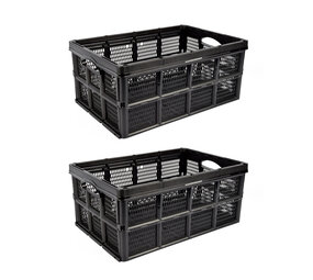 Discountershop Duo Foldable Crates - 32 Liters Space - Black Plastic Material - Easily Collapsible - Dimensions: 48cm x 35cm x 24cm Discountershop Duo Foldable Crates - 32 Liters Space - Black Plastic Material - Easily Collapsible - Dimensions: 48cm x 35cm x 24cm