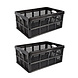 Discountershop Duo Opvouwbare Kratten - 32 Liter Ruimte - Zwart Kunststof Materiaal - Gemakkelijk Inklapbaar - Afmetingen: 48cm x 35cm x 24cm Discountershop Duo Opvouwbare Kratten - 32 Liter Ruimte - Zwart Kunststof Materiaal - Gemakkelijk Inklapbaar - Afmetingen: 48cm x 35cm x 24cm