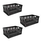 Discountershop Pakket van 3 Inklapbare Kratten - 32 Liter - Zwart Plastic - 48cm x 35cm x 24cm - twee handgrepen aan de zijkant - zonder deksel Discountershop Pakket van 3 Inklapbare Kratten - 32 Liter - Zwart Plastic - 48cm x 35cm x 24cm - twee handgrepen aan de zijkant - zonder deksel