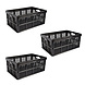 Discountershop Package of 3 Collapsible Crates - 32 Liters - Black Plastic - 48cm x 35cm x 24cm - two side handles - without lid Discountershop Package of 3 Collapsible Crates - 32 Liters - Black Plastic - 48cm x 35cm x 24cm - two side handles - without lid
