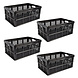 Discountershop Space Saving Folding Box - set of 4 - 32L Capacity - Black - Foldable Crate without Lid - 48cm x 35cm x 24cm Discountershop Space Saving Folding Box - set of 4 - 32L Capacity - Black - Foldable Crate without Lid - 48cm x 35cm x 24cm