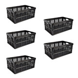 Discountershop Collapsible Folding Plastic Crate - 32 Liters - storage crate without lid - Black - Set of 5 - Folding box - 48cm x 35cm x 24cm - Two side handles Discountershop Collapsible Folding Plastic Crate - 32 Liters - storage crate without lid - Black - Set of 5 - Folding box - 48cm x 35cm x 24cm - Two side handles