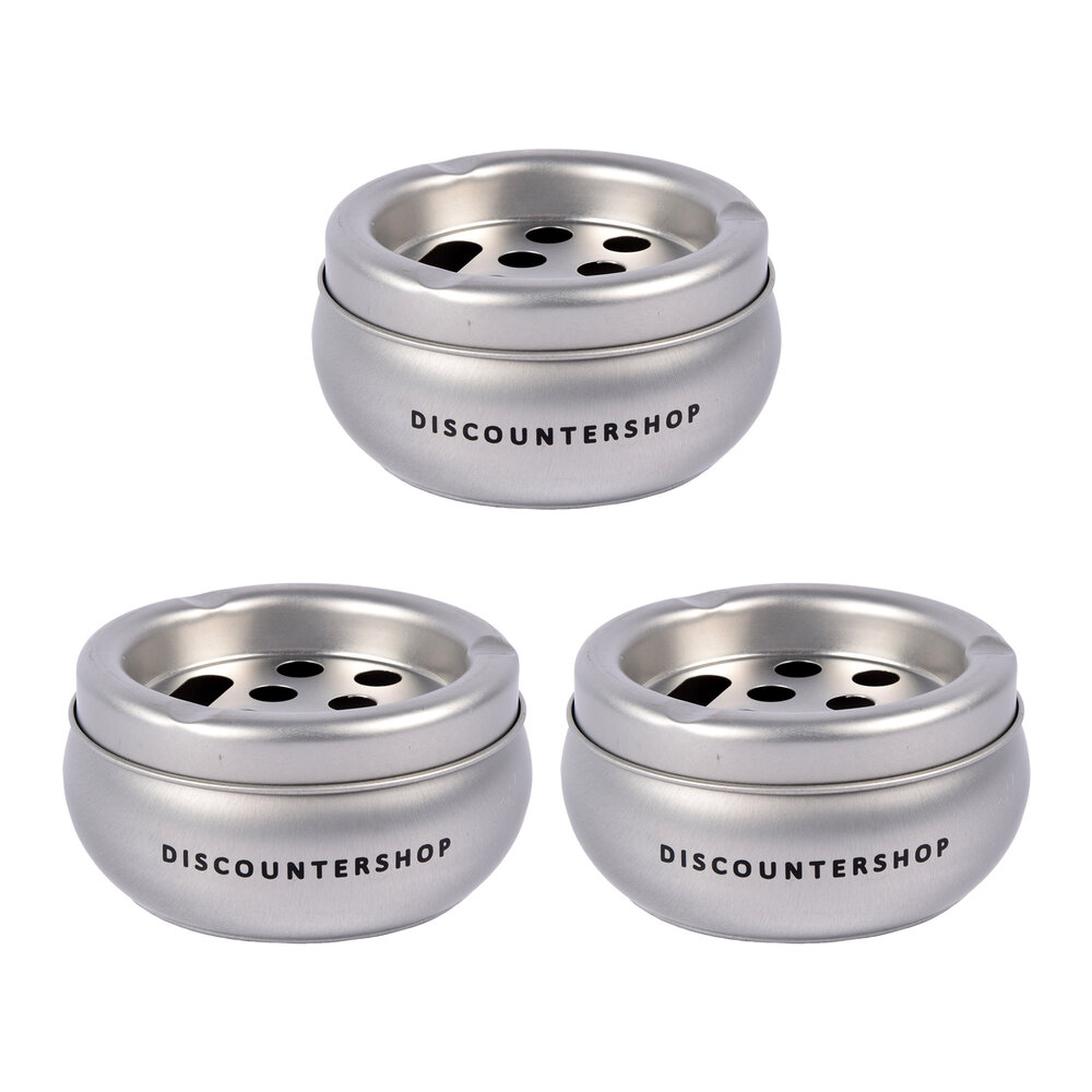 Discountershop 3x Aluminium Stormasbak - Zilverkleurige Sigarettenasbak voor Binnen - Capaciteit van 3 - Slechts 180g - Afmetingen 5.5cm x 10cm Discountershop 3x Aluminium Stormasbak - Zilverkleurige Sigarettenasbak voor Binnen - Capaciteit van 3 - Slechts 180g - Afmetingen 5.5cm x 10cm