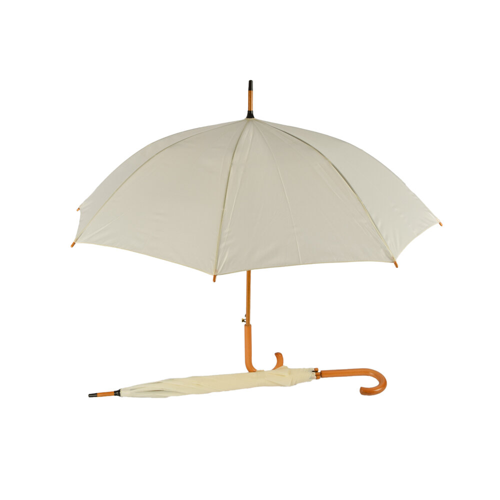 Discountershop Umbrella with Wooden Handle 98 cm Diameter – White Vanilla | Automatic & Windproof – Unisex