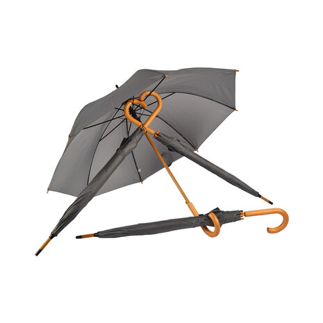 Discountershop Transparent Umbrella Set with Foldable Function - Diameter 98 cm - Automatic - Aluminum Frame - Wooden Handle - Gray - 4 Pieces Discountershop Transparent Umbrella Set with Foldable Function - Diameter 98 cm - Automatic - Aluminum Frame - Wooden Handle - Gray - 4 Pieces
