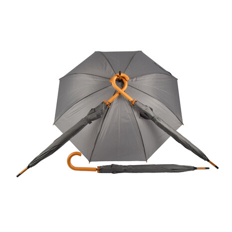 Discountershop Transparent Umbrella Set with Foldable Function - Diameter 98 cm - Automatic - Aluminum Frame - Wooden Handle - Gray - 4 Pieces Discountershop Transparent Umbrella Set with Foldable Function - Diameter 98 cm - Automatic - Aluminum Frame - Wooden Handle - Gray - 4 Pieces