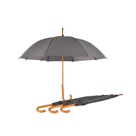 Discountershop Transparent Umbrella Set with Foldable Function - Diameter 98 cm - Automatic - Aluminum Frame - Wooden Handle - Gray - 4 Pieces Discountershop Transparent Umbrella Set with Foldable Function - Diameter 98 cm - Automatic - Aluminum Frame - Wooden Handle - Gray - 4 Pieces