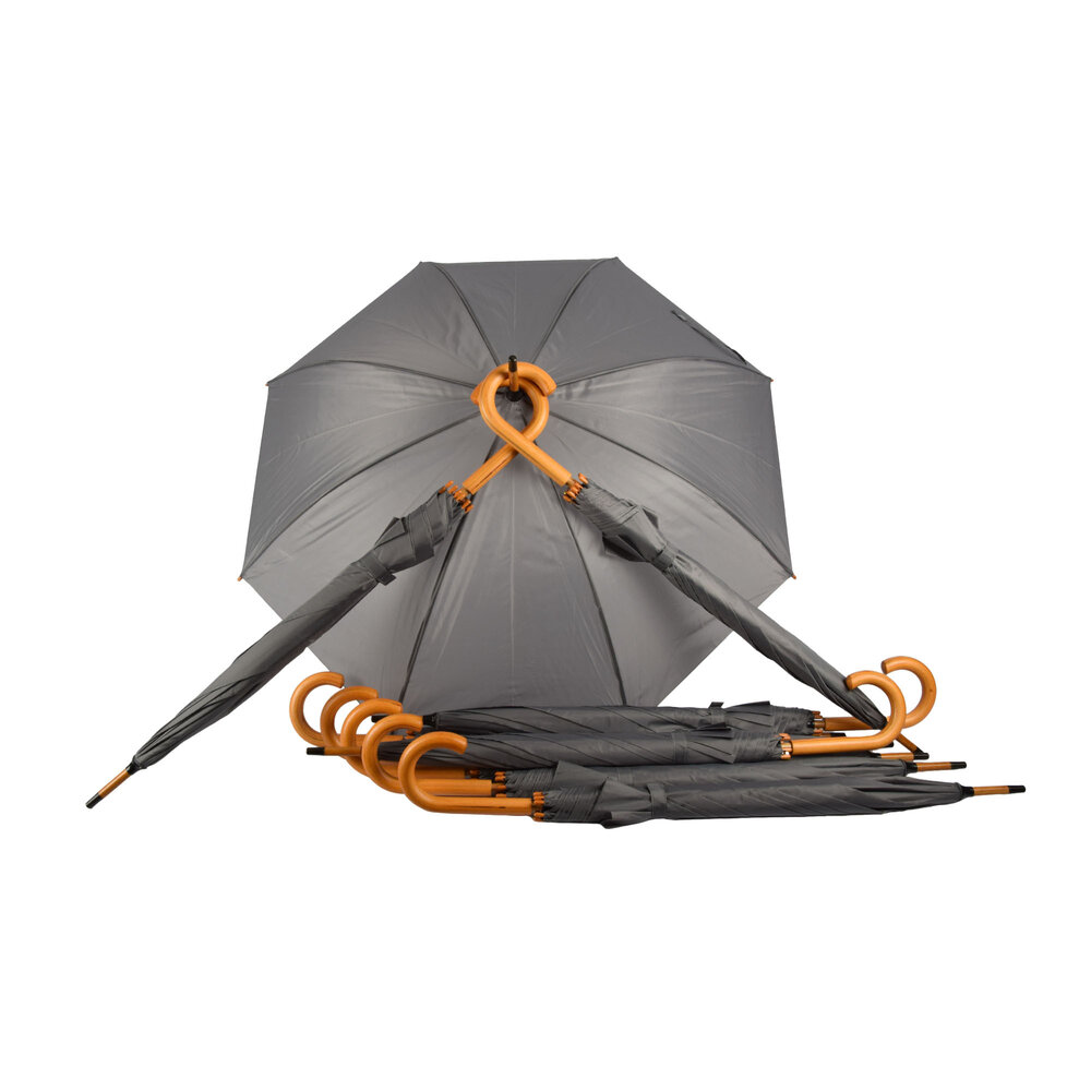 Discountershop 10-Pack Sturdy, Transparent Umbrellas - 98 cm - Foldable - Unisex - Gray with Wooden Handle Discountershop 10-Pack Sturdy, Transparent Umbrellas - 98 cm - Foldable - Unisex - Gray with Wooden Handle