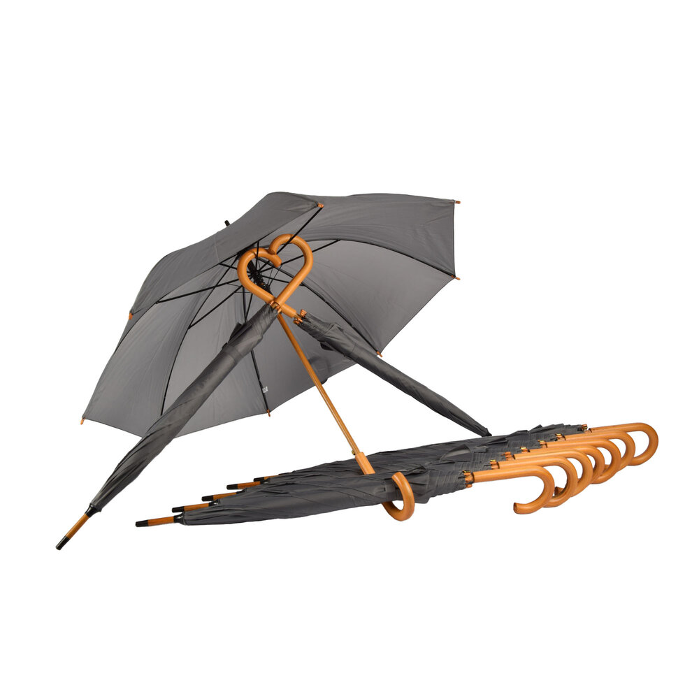 Discountershop 10-Pack Sturdy, Transparent Umbrellas - 98 cm - Foldable - Unisex - Gray with Wooden Handle Discountershop 10-Pack Sturdy, Transparent Umbrellas - 98 cm - Foldable - Unisex - Gray with Wooden Handle