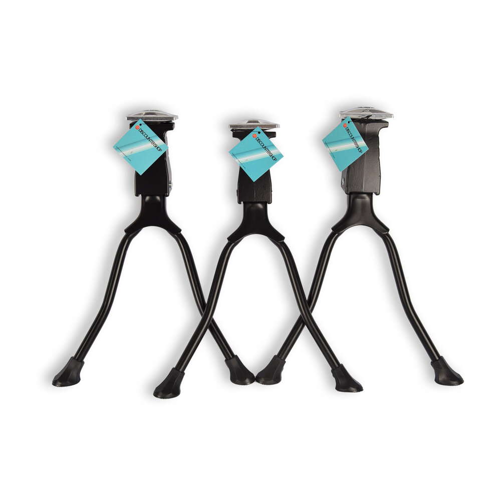 Discountershop Betrouwbare Dubbele Fietsstandaard - 3 Stuks - Zwart - Metaal - Fiets Accessoires - Voor 26-28 inch Fietsen Discountershop Betrouwbare Dubbele Fietsstandaard - 3 Stuks - Zwart - Metaal - Fiets Accessoires - Voor 26-28 inch Fietsen