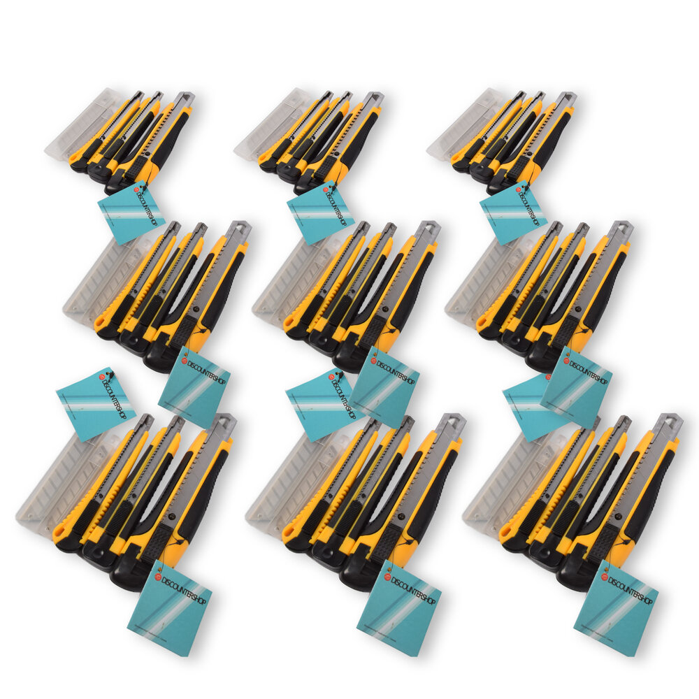 Discountershop Complete Cutting Tool Set: 9-set Snap-off Knives and Break-off knives - Yellow/Black - 1890g