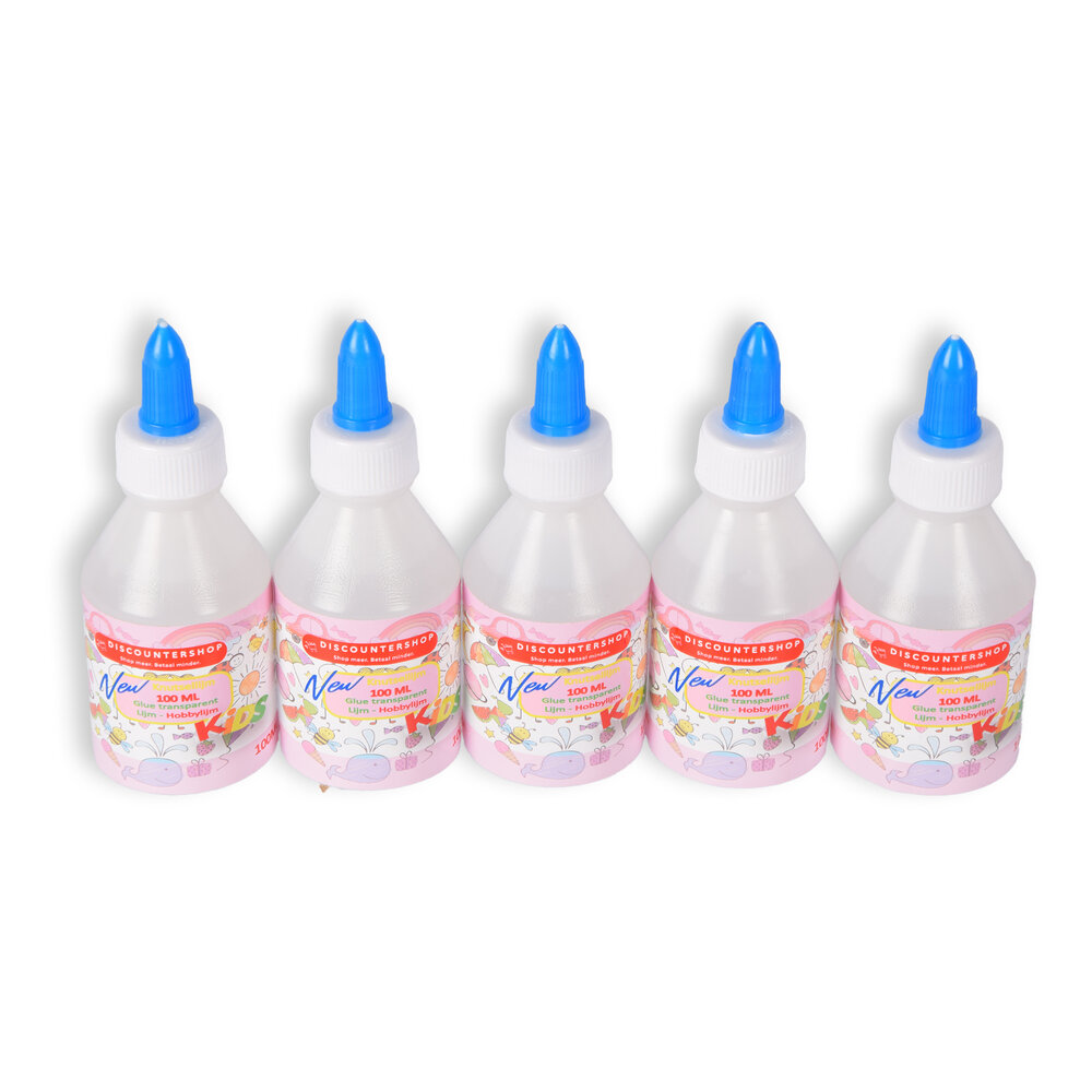 Discountershop 5 x 100ml Transparante Knutsellijm - Sterke Hechting voor Diverse Materialen - Perfect voor Kinderen, Hobby's en Kantoor Discountershop 5 x 100ml Transparante Knutsellijm - Sterke Hechting voor Diverse Materialen - Perfect voor Kinderen, Hobby's en Kantoor