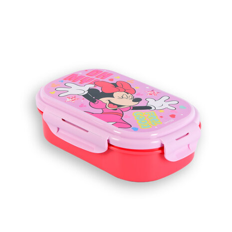 Disney Stylish Lunch Box with Compartments - Bread Bin for Healthy Meals - 1 Piece - 19.5x12.5x7.5cm - Including Fork