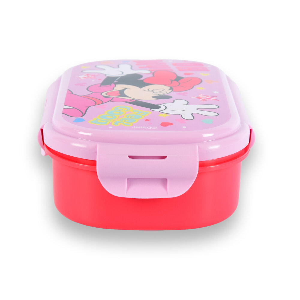 Disney Stylish Lunch Box with Compartments - Bread Bin for Healthy Meals - 1 Piece - 19.5x12.5x7.5cm - Including Fork