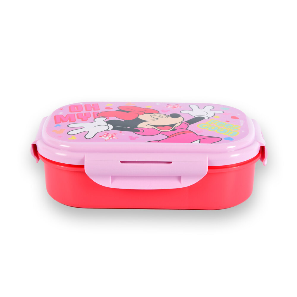 Disney Stylish Lunch Box with Compartments - Bread Bin for Healthy Meals - 1 Piece - 19.5x12.5x7.5cm - Including Fork