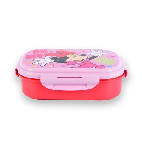 Disney Stylish Lunch Box with Compartments - Bread Bin for Healthy Meals - 1 Piece - 19.5x12.5x7.5cm - Including Fork