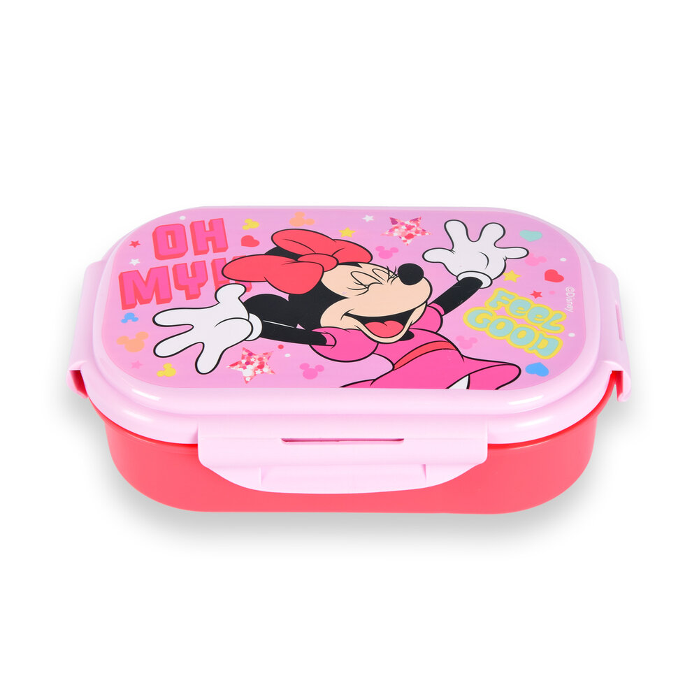 Disney Stylish Lunch Box with Compartments - Bread Bin for Healthy Meals - 1 Piece - 19.5x12.5x7.5cm - Including Fork