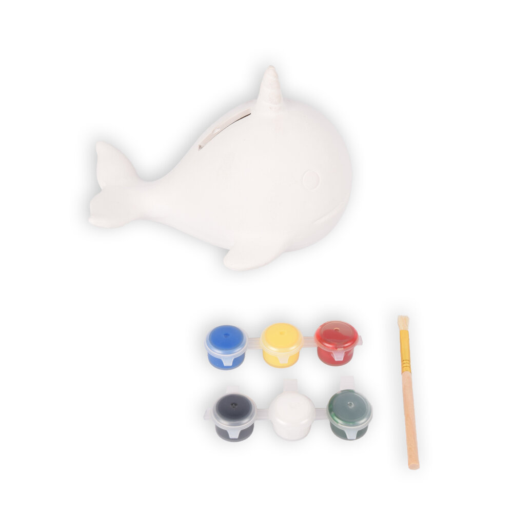 Discountershop Stylish White Ceramic Money Box - Coin Box - Sustainable Money Box - Savings Tin - 15x12x11cm - with 1x paintbrush - 6 colors Discountershop Stylish White Ceramic Money Box - Coin Box - Sustainable Money Box - Savings Tin - 15x12x11cm - with 1x paintbrush - 6 colors