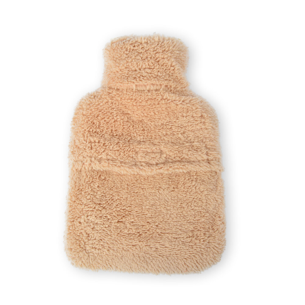 Discountershop Beige Polyester Hot Water Bottle with Cover - 850ml - Winter Accessories - Hot Water Bottle against Cold Feet - 17x1.5x27cm Discountershop Beige Polyester Hot Water Bottle with Cover - 850ml - Winter Accessories - Hot Water Bottle against Cold Feet - 17x1.5x27cm