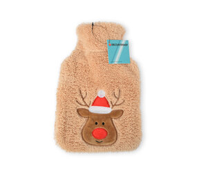 Discountershop Beige Polyester Hot Water Bottle with Cover - 850ml - Winter Accessories - Hot Water Bottle against Cold Feet - 17x1.5x27cm Discountershop Beige Polyester Hot Water Bottle with Cover - 850ml - Winter Accessories - Hot Water Bottle against Cold Feet - 17x1.5x27cm