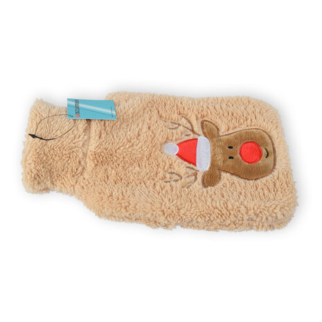 Discountershop Beige Polyester Hot Water Bottle with Cover - 850ml - Winter Accessories - Hot Water Bottle against Cold Feet - 17x1.5x27cm Discountershop Beige Polyester Hot Water Bottle with Cover - 850ml - Winter Accessories - Hot Water Bottle against Cold Feet - 17x1.5x27cm