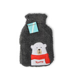 Discountershop Warmwaterkruik met Hoes - Donker Grijs, Polyester & Natuurrubber - 850ml - Voor Kinderen - Liefdevolle Pinguïn Knuffelhoes