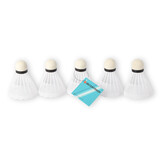 Discountershop Top Quality White Plastic Badminton Shuttlecocks - 6.6cm x 8.2cm - Pack of 5 - Light and Flexible