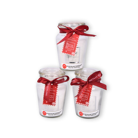 Discountershop Luxe Geurkaarsen Set - Wit - 4.5cm x 7.5cm x 8.2cm - 675g - 11 uur Brandtijd - Vanillageur - Set van 3 Stuks Discountershop Luxe Geurkaarsen Set - Wit - 4.5cm x 7.5cm x 8.2cm - 675g - 11 uur Brandtijd - Vanillageur - Set van 3 Stuks