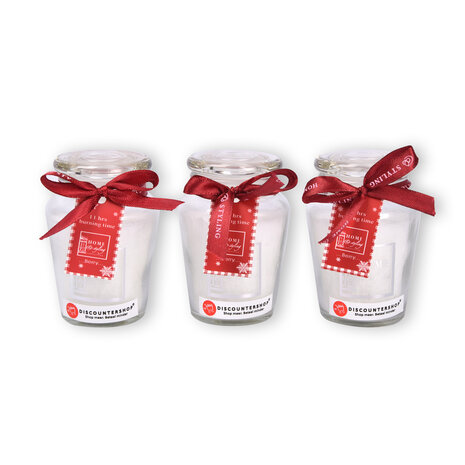 Discountershop Luxe Geurkaarsen Set - Wit - 4.5cm x 7.5cm x 8.2cm - 675g - 11 uur Brandtijd - Vanillageur - Set van 3 Stuks Discountershop Luxe Geurkaarsen Set - Wit - 4.5cm x 7.5cm x 8.2cm - 675g - 11 uur Brandtijd - Vanillageur - Set van 3 Stuks