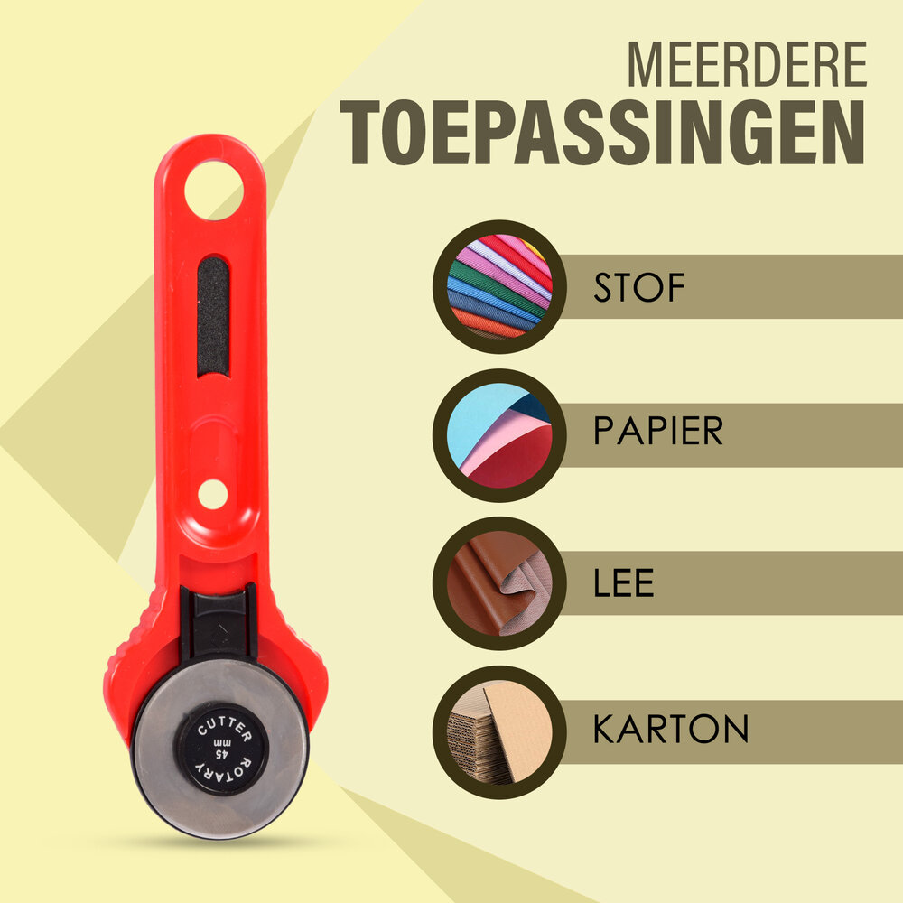 Discountershop Rolmes | Rotary Knife |  Snijmes | Rolmes | Messenrol | Roterende Snijder Set | 71 gram | Rood |  Rolmes met Messen | RVS Messen – 3 stuks | 45cm*18cm*1.8cm Discountershop Rolmes | Rotary Knife |  Snijmes | Rolmes | Messenrol | Roterende Snijder Set | 71 gram | Rood |  Rolmes met Messen | RVS Messen – 3 stuks | 45cm*18cm*1.8cm