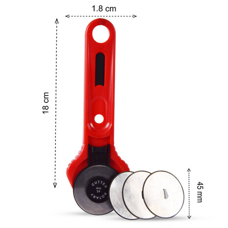 Discountershop Rotary cutter | Rotary Knife | Cutting knife | Rotary cutter | Knife roll | Rotary Cutter Set | 71 grams | Red | Rotary Cutter with Knives | Stainless Steel Knives – 3 pieces | 45cm*18cm*1.8cm Discountershop Rotary cutter | Rotary Knife | Cutting knife | Rotary cutter | Knife roll | Rotary Cutter Set | 71 grams | Red | Rotary Cutter with Knives | Stainless Steel Knives – 3 pieces | 45cm*18cm*1.8cm