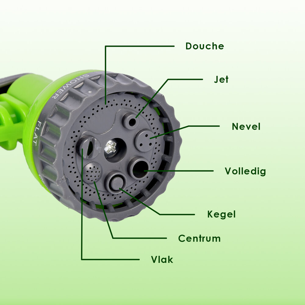 Merkloos Tuinslang | waterslang | Groen | Flexibel | 10-20m | Tuinsproeiers | met 7-functies | Sproeikop | Spuitpistool breedte:5cm | Slang breedte:2.5cm Merkloos Tuinslang | waterslang | Groen | Flexibel | 10-20m | Tuinsproeiers | met 7-functies | Sproeikop | Spuitpistool breedte:5cm | Slang breedte:2.5cm