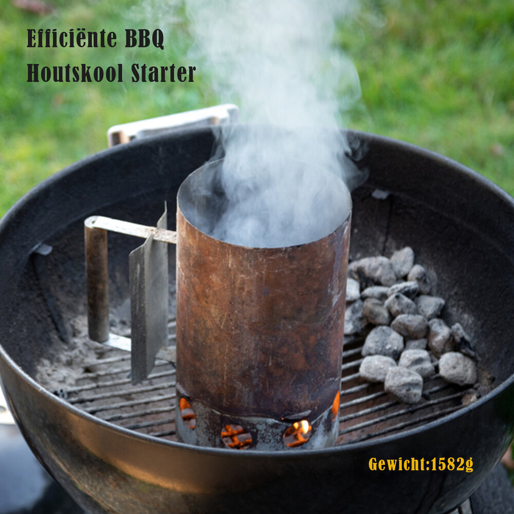 Discountershop BBQ Charcoal | bbq starter | Charcoal starter | Silver | Galvanized Steel | Briquette starter |27cm*27cm