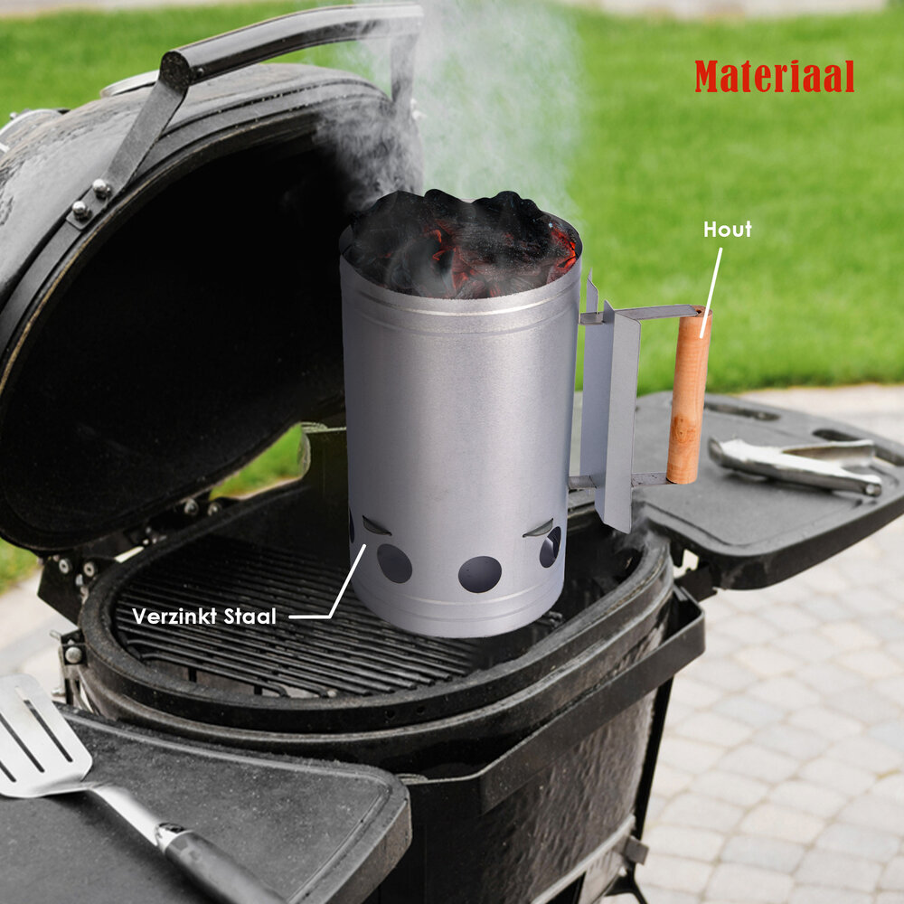 Discountershop BBQ Charcoal | bbq starter | Charcoal starter | Silver | Galvanized Steel | Briquette starter |27cm*27cm