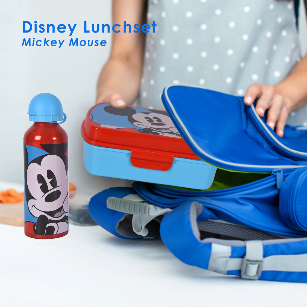 Disney Bread bin | lunch box child | 3 Boxes | With water bottle | 500ml | Drinking bottle | plastic/aluminum | BPA Free | Bread box | 10cm*20cm*8cm
