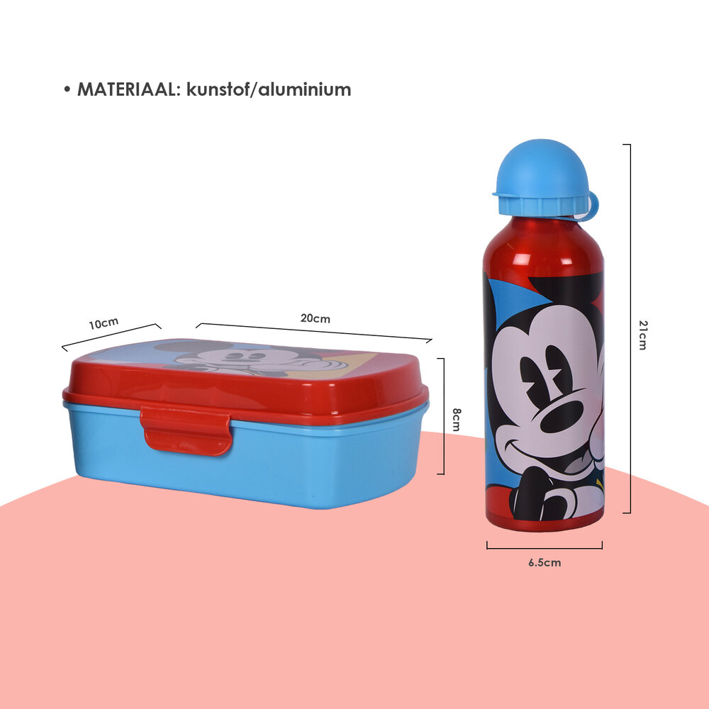 Disney Bread bin | lunch box child | 3 Boxes | With water bottle | 500ml | Drinking bottle | plastic/aluminum | BPA Free | Bread box | 10cm*20cm*8cm