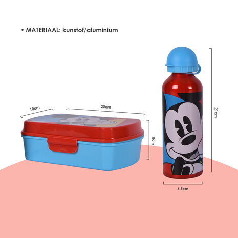 Disney Bread bin | lunch box child | 3 Boxes | With water bottle | 500ml | Drinking bottle | plastic/aluminum | BPA Free | Bread box | 10cm*20cm*8cm