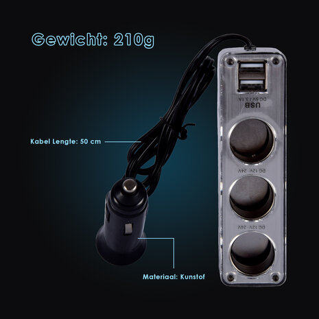Discountershop Car charger | Car Charger | 5-in-1 | Black | USB Splitter | 3.1A | Double USB Port | 3 12V Distribution points | 50cm Cable | Car accessories | 4.5cm*11.5cm*4cm Discountershop Car charger | Car Charger | 5-in-1 | Black | USB Splitter | 3.1A | Double USB Port | 3 12V Distribution points | 50cm Cable | Car accessories | 4.5cm*11.5cm*4cm