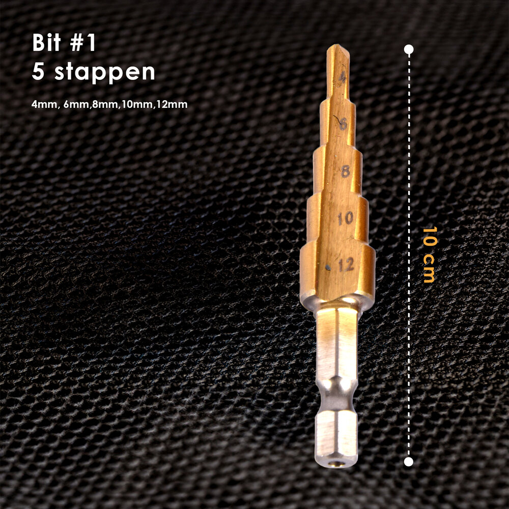 Discountershop Drill set | Drill set | for Metal | Drilling accessories | HSS-TiN | 3 Bits with Multiple Steps | for DIY and Household | 8cm*2cm*10cm Discountershop Drill set | Drill set | for Metal | Drilling accessories | HSS-TiN | 3 Bits with Multiple Steps | for DIY and Household | 8cm*2cm*10cm