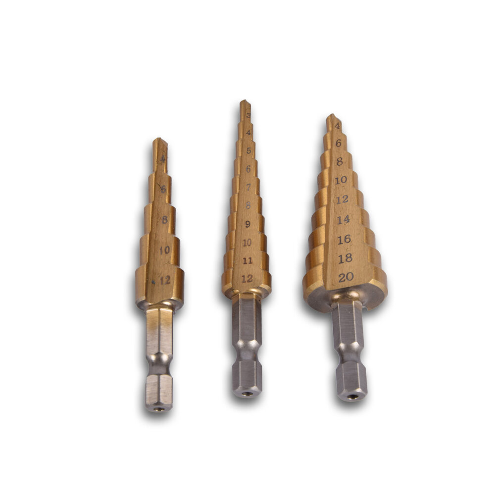 Discountershop Drill set | Drill set | for Metal | Drilling accessories | HSS-TiN | 3 Bits with Multiple Steps | for DIY and Household | 8cm*2cm*10cm Discountershop Drill set | Drill set | for Metal | Drilling accessories | HSS-TiN | 3 Bits with Multiple Steps | for DIY and Household | 8cm*2cm*10cm