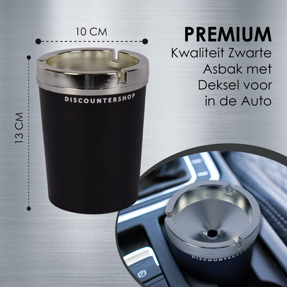 Discountershop Auto asbak | asbak | Zwart | Auto accessoires | kunststof | stand asbak | asbakken | asbak met deksel | 10cm*13cm Discountershop Auto asbak | asbak | Zwart | Auto accessoires | kunststof | stand asbak | asbakken | asbak met deksel | 10cm*13cm