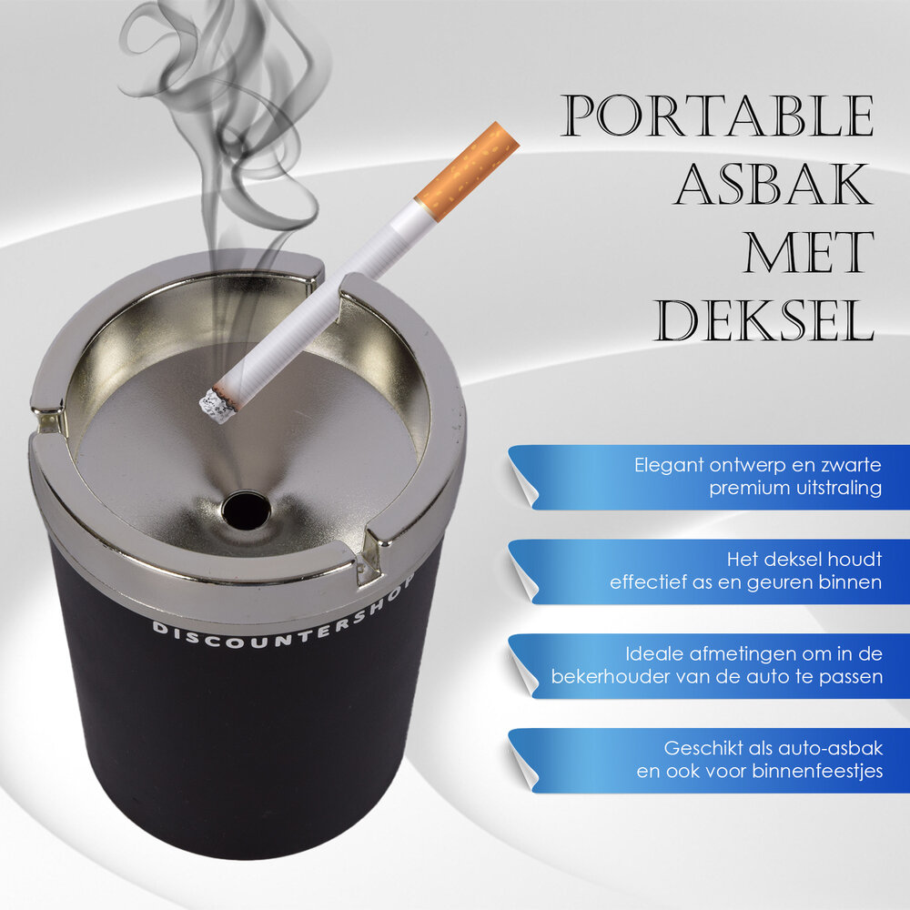 Discountershop Auto asbak | asbak | Zwart | Auto accessoires | kunststof | stand asbak | asbakken | asbak met deksel | 10cm*13cm Discountershop Auto asbak | asbak | Zwart | Auto accessoires | kunststof | stand asbak | asbakken | asbak met deksel | 10cm*13cm