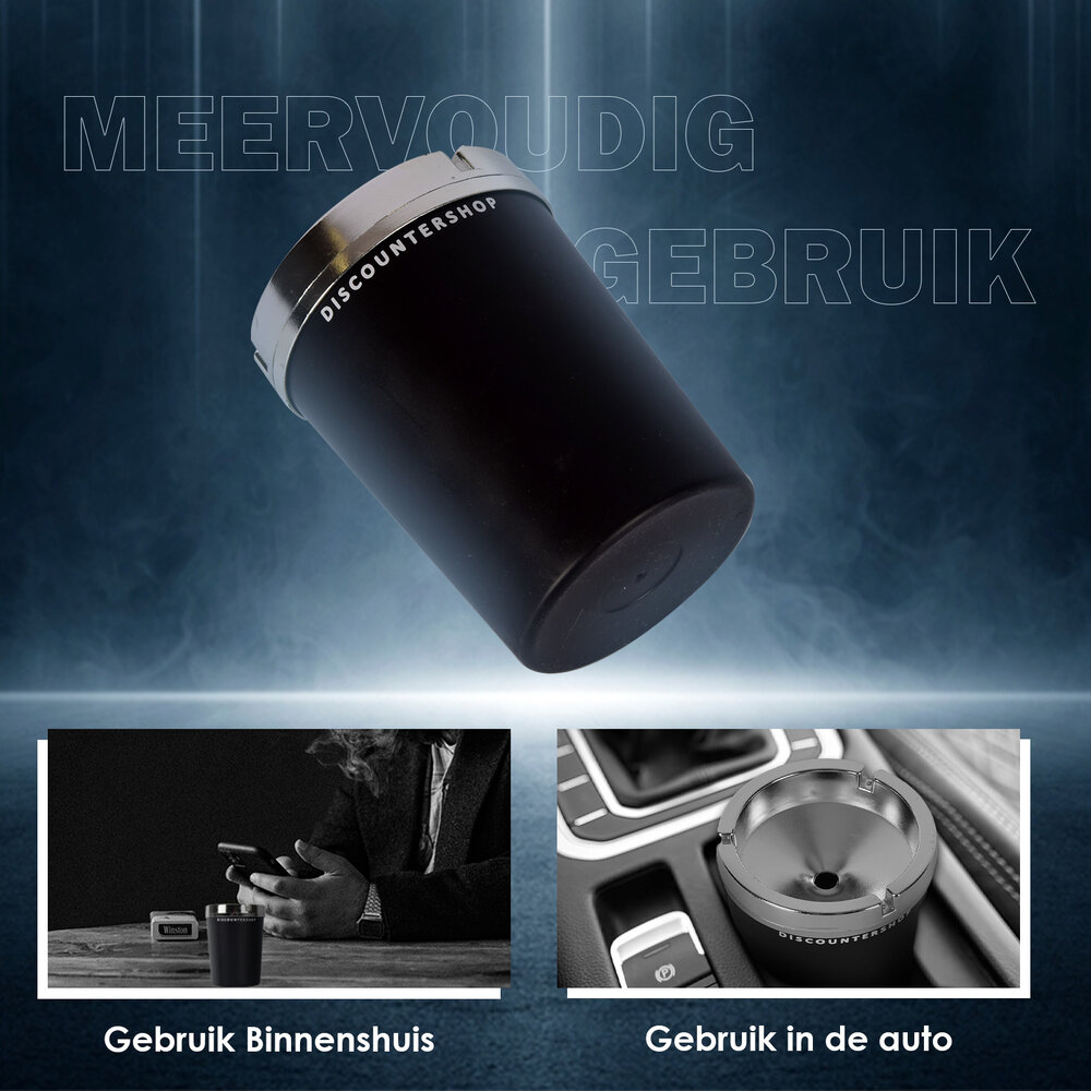 Discountershop Auto asbak | asbak | Zwart | Auto accessoires | kunststof | stand asbak | asbakken | asbak met deksel | 10cm*13cm Discountershop Auto asbak | asbak | Zwart | Auto accessoires | kunststof | stand asbak | asbakken | asbak met deksel | 10cm*13cm
