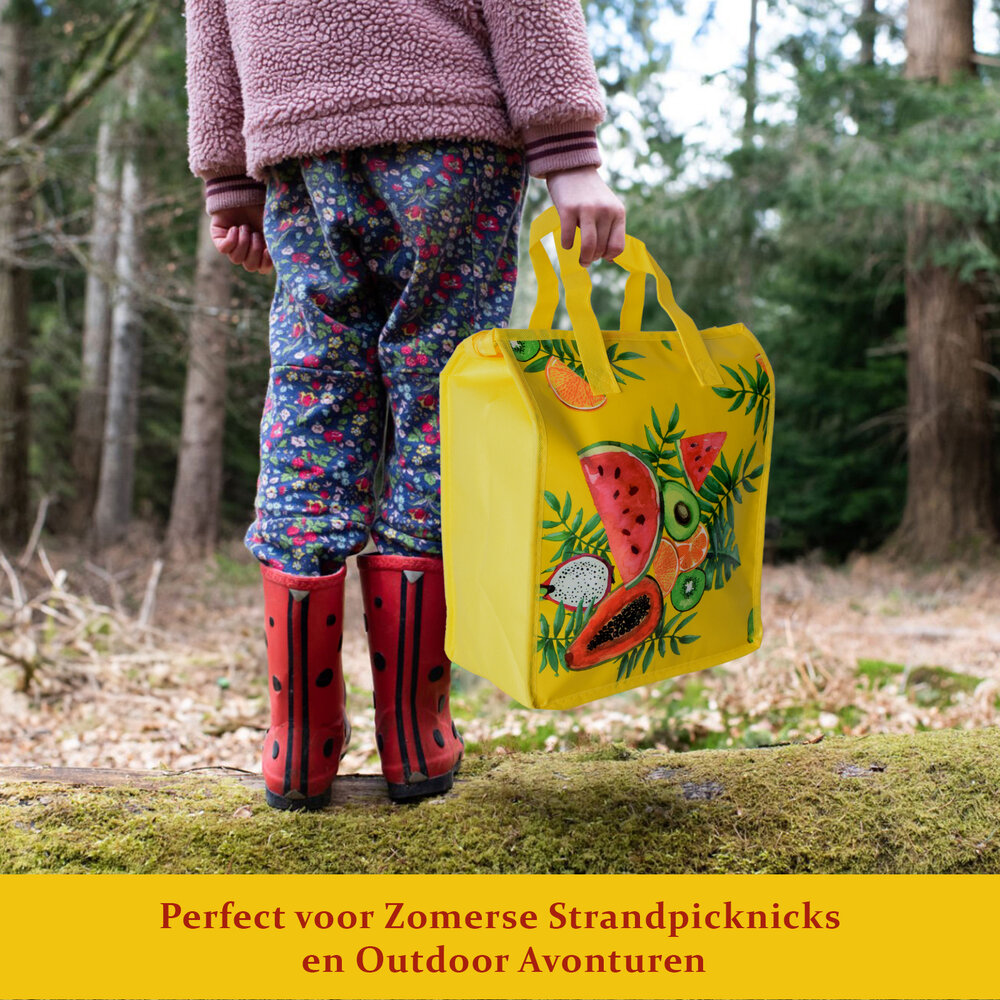 Discountershop picnic bag | Picnic backpack | Yellow | Picnic set | with zip | XL | Beach bag | picnic basket | insulation bag | 20 Liters