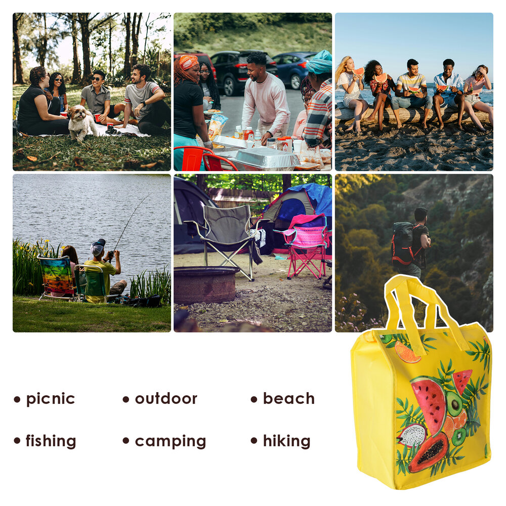 Discountershop picnic bag | Picnic backpack | Yellow | Picnic set | with zip | XL | Beach bag | picnic basket | insulation bag | 20 Liters