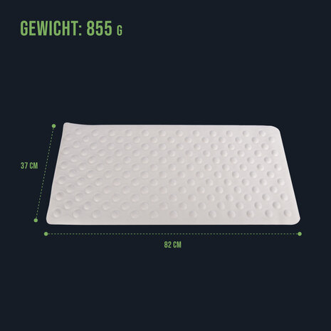 Discountershop Badmat | Antislipmat | Douchemat | Wit | Wasbar | Badkamer Accessoires | Rubber | 37cm*82cm