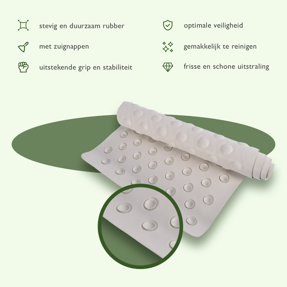 Discountershop Badmat | Antislipmat | Douchemat | Wit | Wasbar | Badkamer Accessoires | Rubber | 37cm*82cm