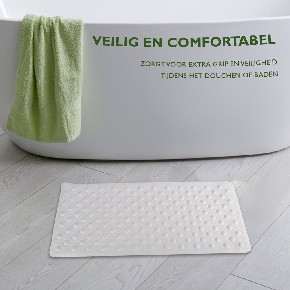Discountershop Bath mat | Non-slip mat | Shower mat | White | Wash bar | Bathroom Accessories | Rubber | 37cm*82cm